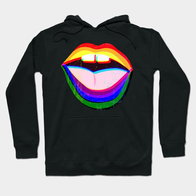 Funky colorful pop art style lips- LGBT- rainbow - flag - retro Hoodie by ManoTakako